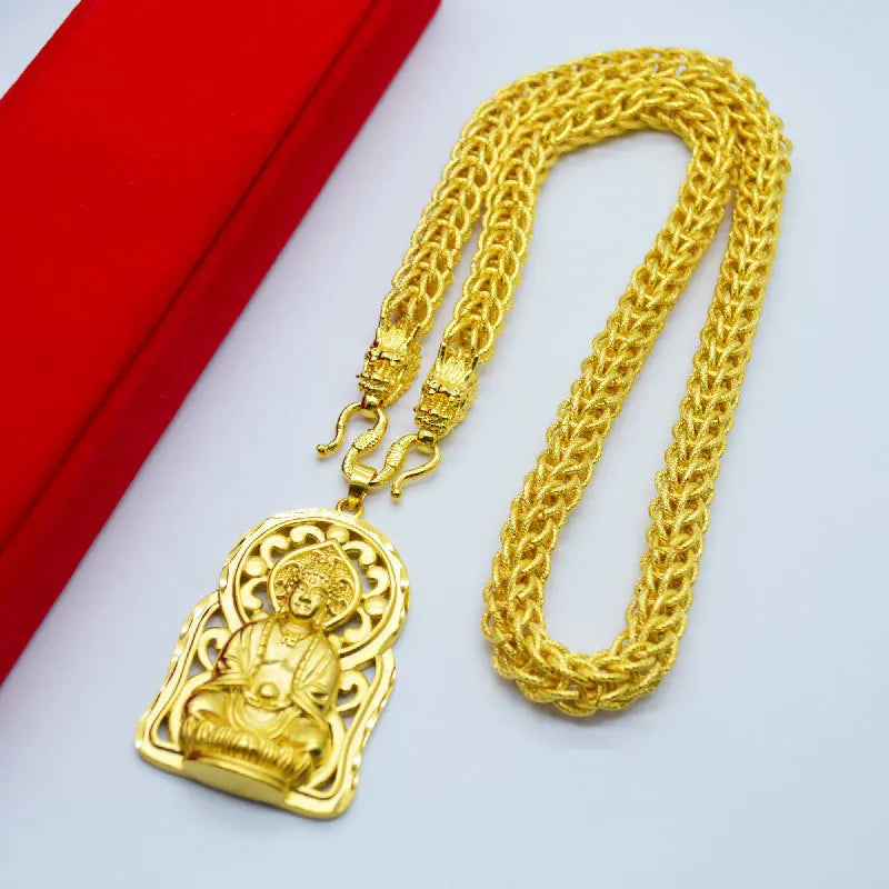 New Gold Store Same Style Men's Gold Necklace 9999 24K Real Gold Guanyin Buddha Brand Luxury AU750 Jewelry