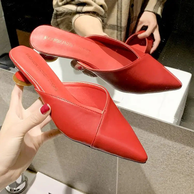 Elegant Pointed Slippers Women Low Heels New Summer Shoes Fashion Luxury Candy Colors Slides Sandals Female Party Footwears