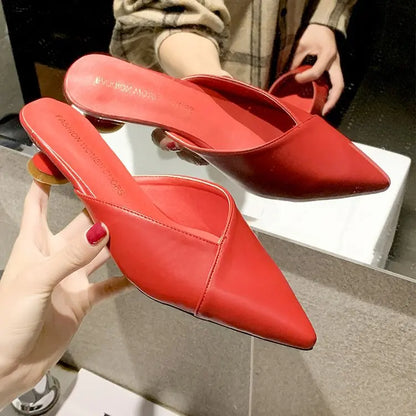 Elegant Pointed Slippers Women Low Heels New Summer Shoes Fashion Luxury Candy Colors Slides Sandals Female Party Footwears