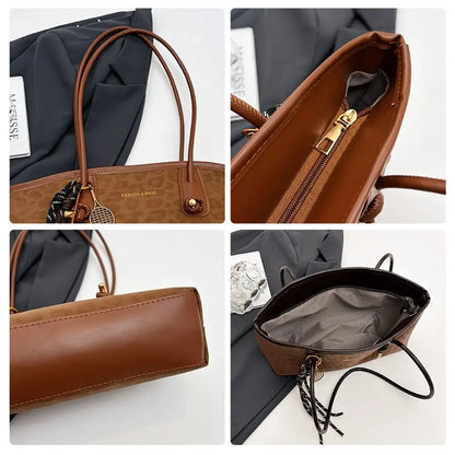 Luxury Design Leopard Print Underarm Shoulder Bags Large Capacity Retro Tote Bag PU Leather Women's Handbags Travel