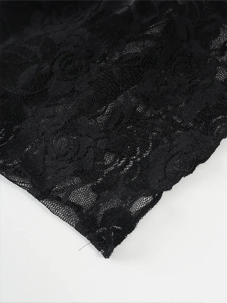 Spring/Summer 2025 New Arrival Women's Y2K Style Sleeveless Lace-Trimmed Fitted T-Shirt Lace-Tie Plain-Colour Tank Top