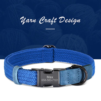 Custom Dog Collar Dog Durable Nylon Dog Collars Free Engraved Pet Name Buckle Necklace Adjustable for Small Medium Large Dogs