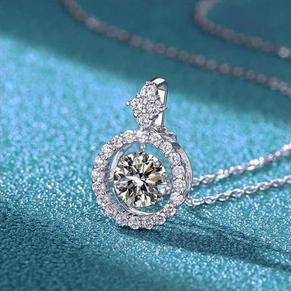 AETEEY 1CT D Color Real Moissanite Round Pendant Necklace For Women Lab Diamond S925 Sterling Silver Fine Jewelry Gift NE019