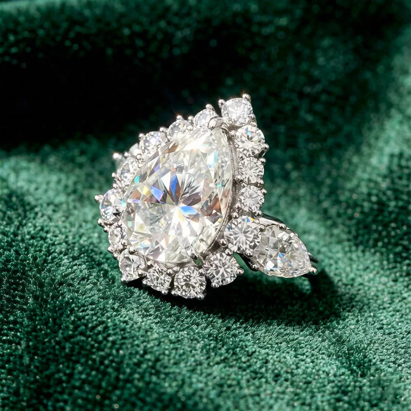 GXTRS Luxury 6CT Waterdrop Moissanite Rings For Women S925 Silver Sparkling Lab Diamond Wedding Band Gift Fine Jewelry Certified