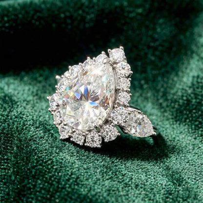 GXTRS Luxury 6CT Waterdrop Moissanite Rings For Women S925 Silver Sparkling Lab Diamond Wedding Band Gift Fine Jewelry Certified