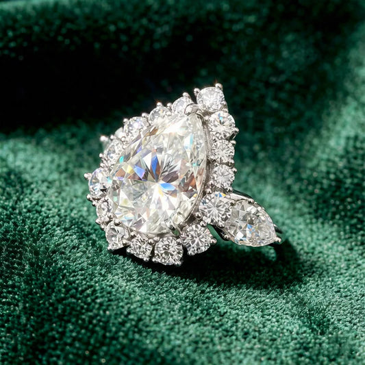 GXTRS Luxury 6CT Waterdrop Moissanite Rings For Women S925 Silver Sparkling Lab Diamond Wedding Band Gift Fine Jewelry Certified