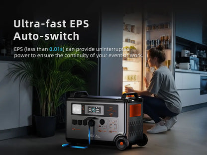 OSCAL PowerMax 3600SE Portable Power Station, 3600Wh LiFePO4 Battery, Solar Generator optional 400W Solar Panel, 3600W (Surge 7200W) Fast charging Home Backup Battery, Power Supply for Camping, RV