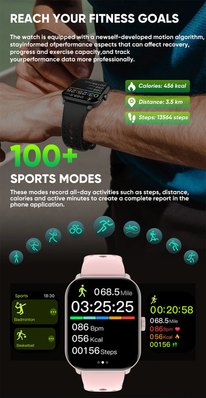 New Watch 5 Sports Smart Watch Men Women 2.01" AMOLED Screen Fitness Tracker Heart Rate ECG Waterproof GPS Track Call Smartwatch