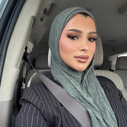 Fashion Crinkle Cotton Royan Hijab Scarf for Muslim Women Islamic Long Soft Shawls Wraps Short Tassel Bufanda Accessories
