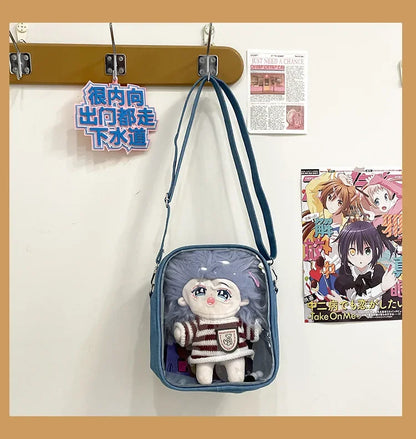 New Denim Ulzzang Ita Bags Female Transparent Badge Doll Show Crossbody Shoulder Bag Individuality Designer 2 Sides Bolso Mujer