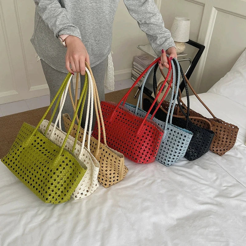 Weave Hollow Out Shoulder Bags for Women 2026 Summer Luxury Designer Hand Bag Females Beach Bags Handbags and Purses