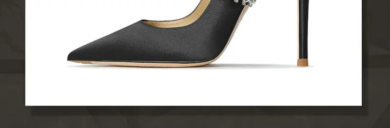 Luxury Rhinestone Pointed Toe Women Pumps Elegant Crystal Wedding Bridal Shoes Satin Silk Design Mules High Heels