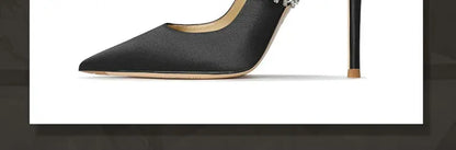 Luxury Rhinestone Pointed Toe Women Pumps Elegant Crystal Wedding Bridal Shoes Satin Silk Design Mules High Heels
