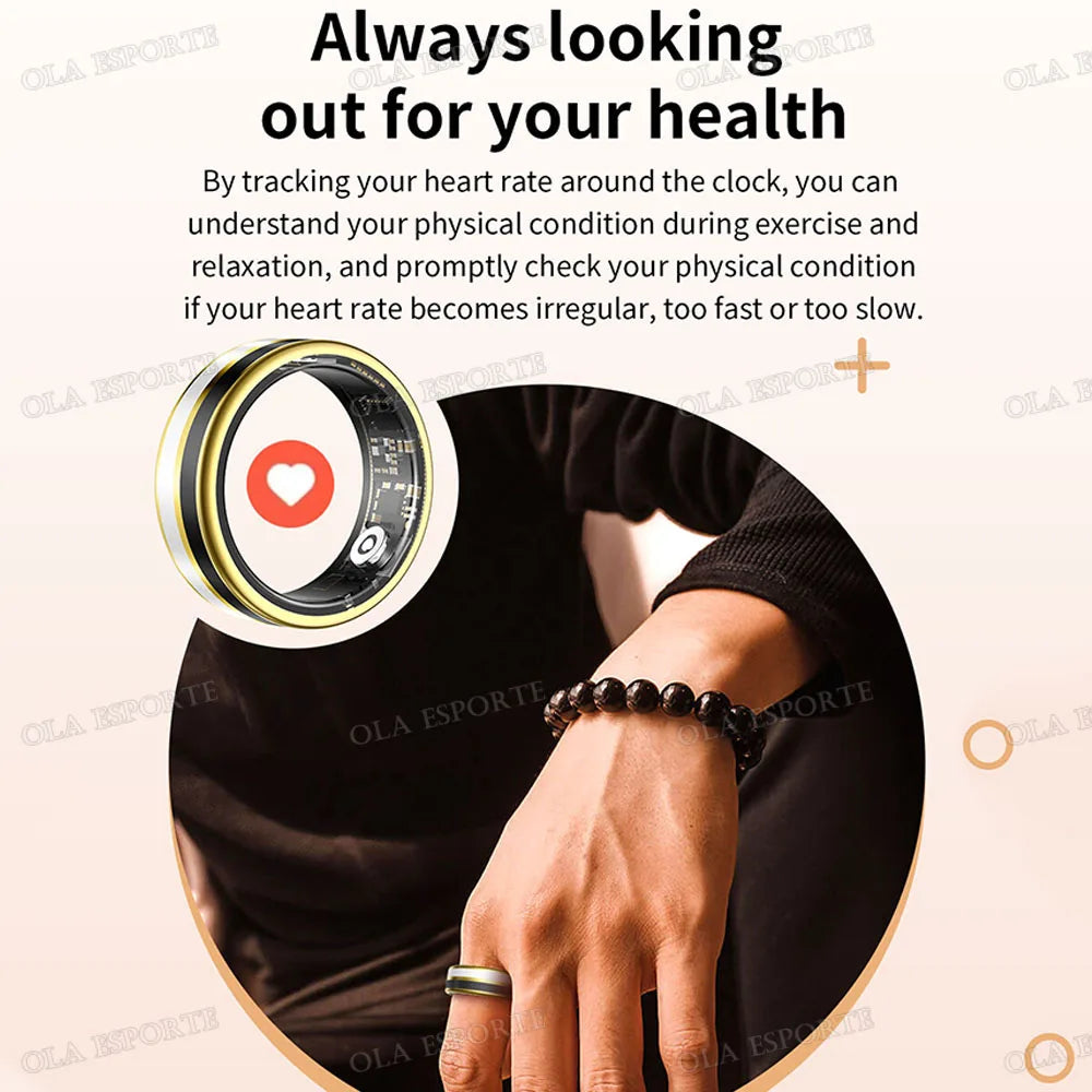2026 Smart Ring Blood Oxygen Heart Rate Sleep Monitoring Smart Ring IP68 & 5ATM Waterproof Multi-sport Modes Smartring Man Women