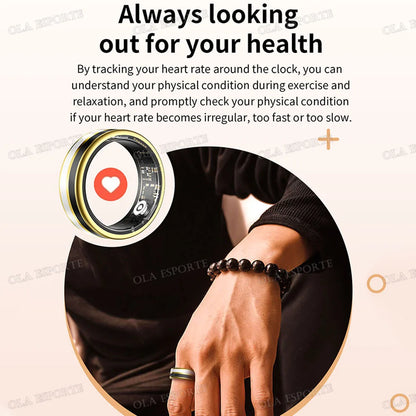2026 Smart Ring Blood Oxygen Heart Rate Sleep Monitoring Smart Ring IP68 & 5ATM Waterproof Multi-sport Modes Smartring Man Women