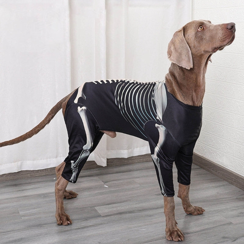 448B Dogs Hoodie Clothes 4Leg Sweatshirt Skeleton Costume Halloween Dog Cosplay Costume Hoody Sweater Medium Large Dog Suit