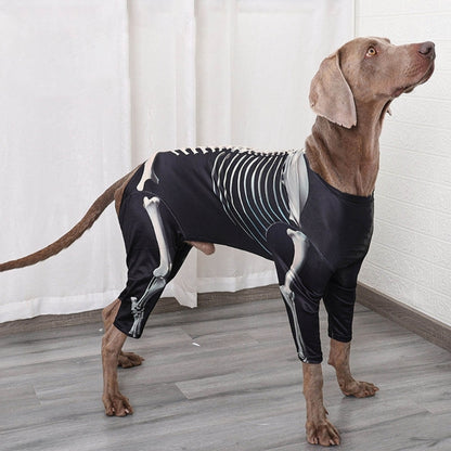 448B Dogs Hoodie Clothes 4Leg Sweatshirt Skeleton Costume Halloween Dog Cosplay Costume Hoody Sweater Medium Large Dog Suit