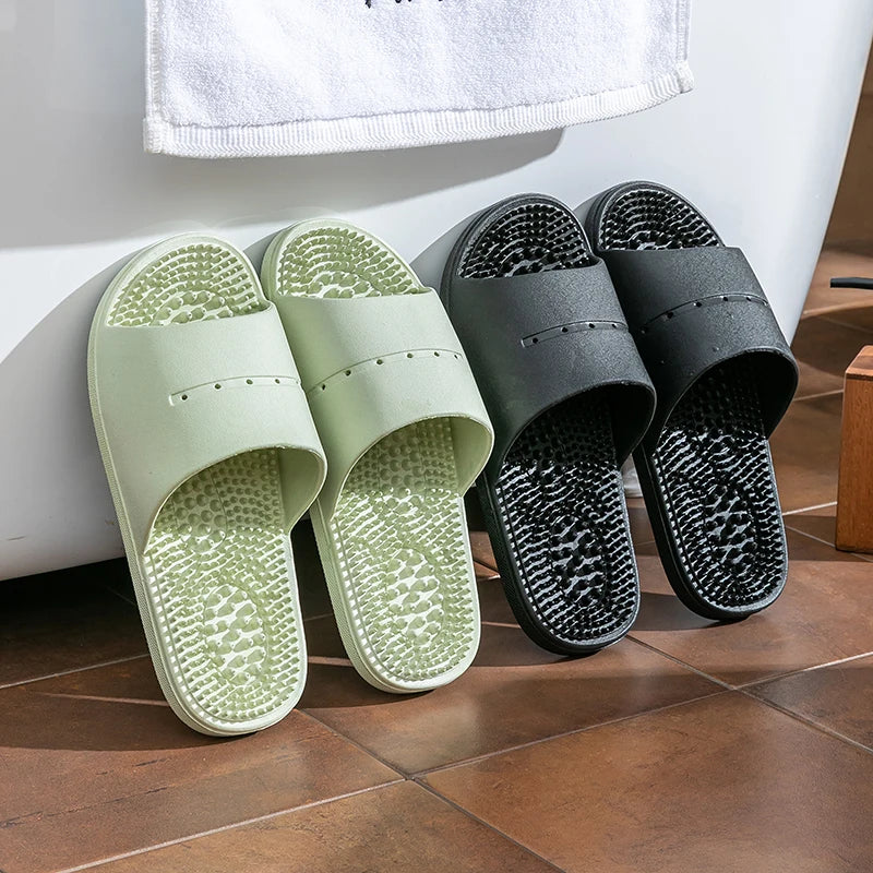 Summer Slippers for Men PVC Massage Soft Non-slip Solid Color Comfortable Bathroom Shoes Casual Women Indoor Home Sandals