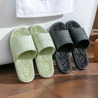 Summer Slippers for Men PVC Massage Soft Non-slip Solid Color Comfortable Bathroom Shoes Casual Women Indoor Home Sandals