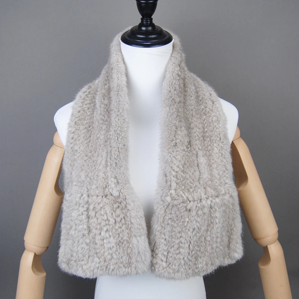 Fashion Women Winter Real Mink Fur Scarf Lady Warm Soft Genuine Mink Fur Scarf Shawl Fashion Luxury 100% Natural Mink Fur Scarfs