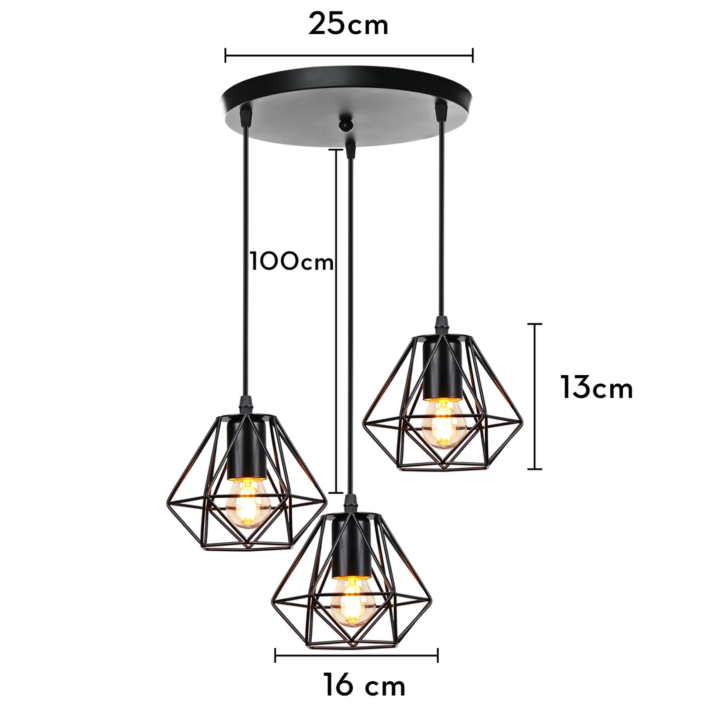 3 Heads Vintage Pendant Lights Wood Hanging Lamp Chandelier Industrial for Loft Dinning Living Room Kitchen Lighting Fixture LED