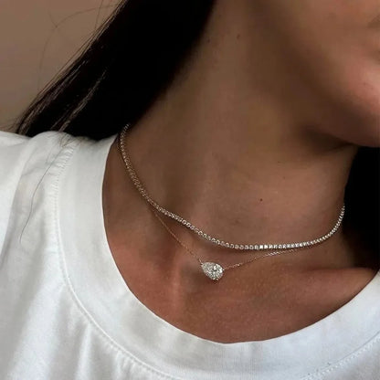 GXTRS 1/2/3CT Pear Cut Moissanite Pendant Necklace For Women S925 Silver Waterdrop Lab Diamond Neck Chain Fine Jewelry Certified