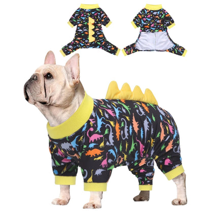 CuteBone Dinosaur Costume Dog Pajamas Stretchy Spandex Crystal Velvet Sleepwear Coat for Small Dogs Soft Warm Pet Outfit Clothes