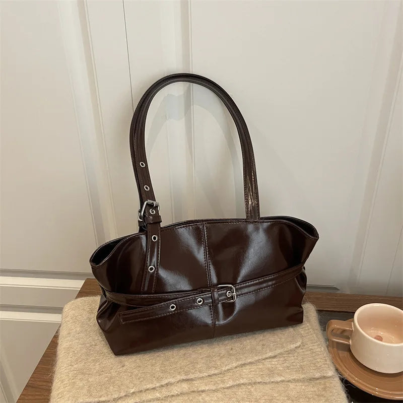 Winter Style Women's Retro Minimalist Tote Shoulder Bag 2025 Autumn Large Capacity Commuting Top-Handle Hand Bags for Women