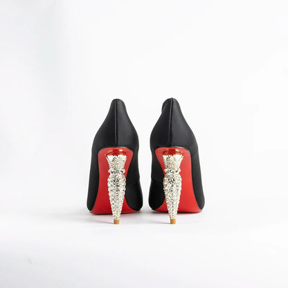 luxury Red Bottom Black Pointed toe Heels for Women Shoes 2024 Elegant and Classy Designer Slingback Heels High Quality big Size
