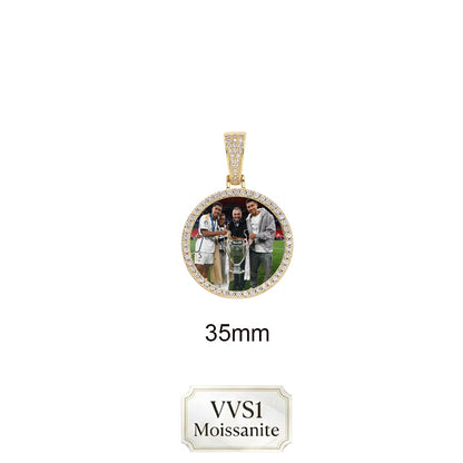 ESKEEM Custom Picture Moissanite Pendant Necklace 18k Gold Plated Personalized Brass Circle Chain Photo Pendant for Men Women