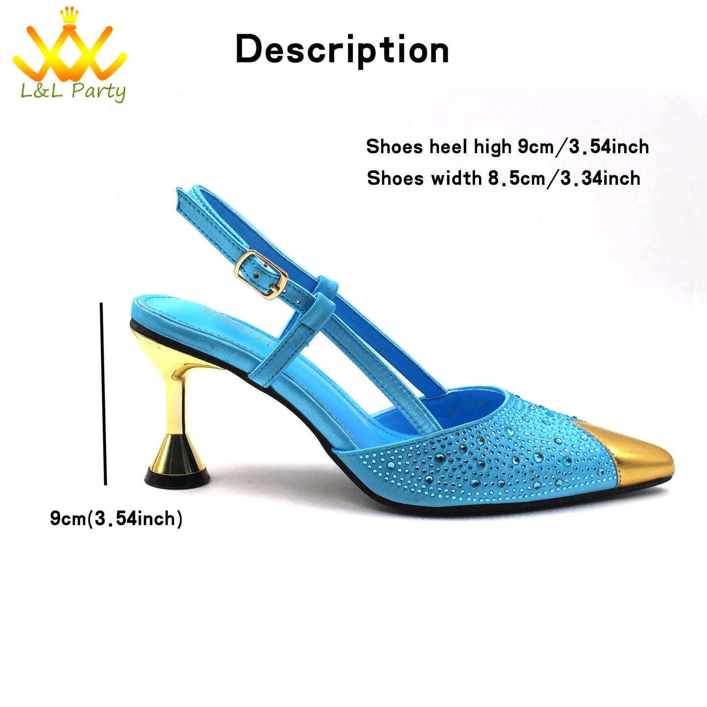 Sky Blue Color High Quality New Arrivals 2024 Italian Desing African Women Shoes and Bag Set Sweet Style Super Heels for Wedding
