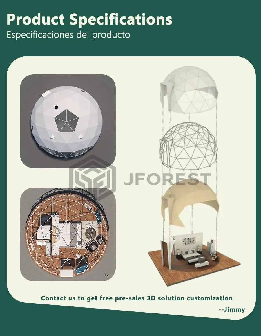 Luxury Glamping Dome Tent  - Waterproof Geodesic Shelter with Panoramic Window, Outdoor Garden Party & Eco Resort Camping House