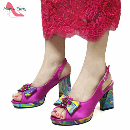 2024 New Design Italian Women Shoes and Bag to Match in Super High Heels in Yellow African Ladies Sandals for Wedding Party
