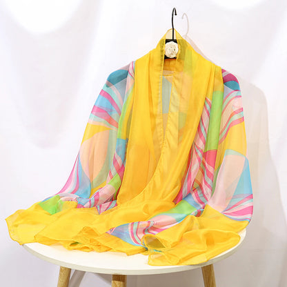 Wholesale Women Fashion Chiffon Scarf For Muslim Hijab Peony Flower Bandana Summber Beach Sarong Printed Soft Beach Scarf Shawl