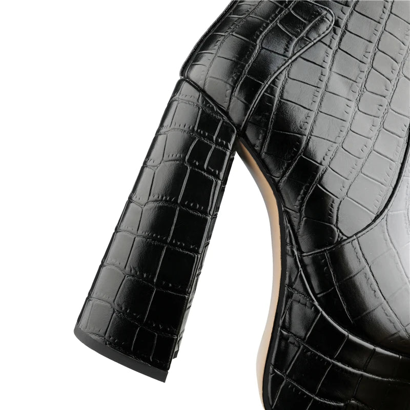 Sexy Ankle Boots Women Fashion Extreme High Heels Platform Boot Lady Shoes Snake Skin Leather Black Silver Gold Autumn Winter