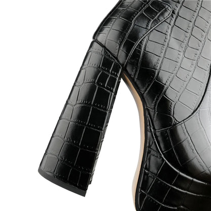 Sexy Ankle Boots Women Fashion Extreme High Heels Platform Boot Lady Shoes Snake Skin Leather Black Silver Gold Autumn Winter