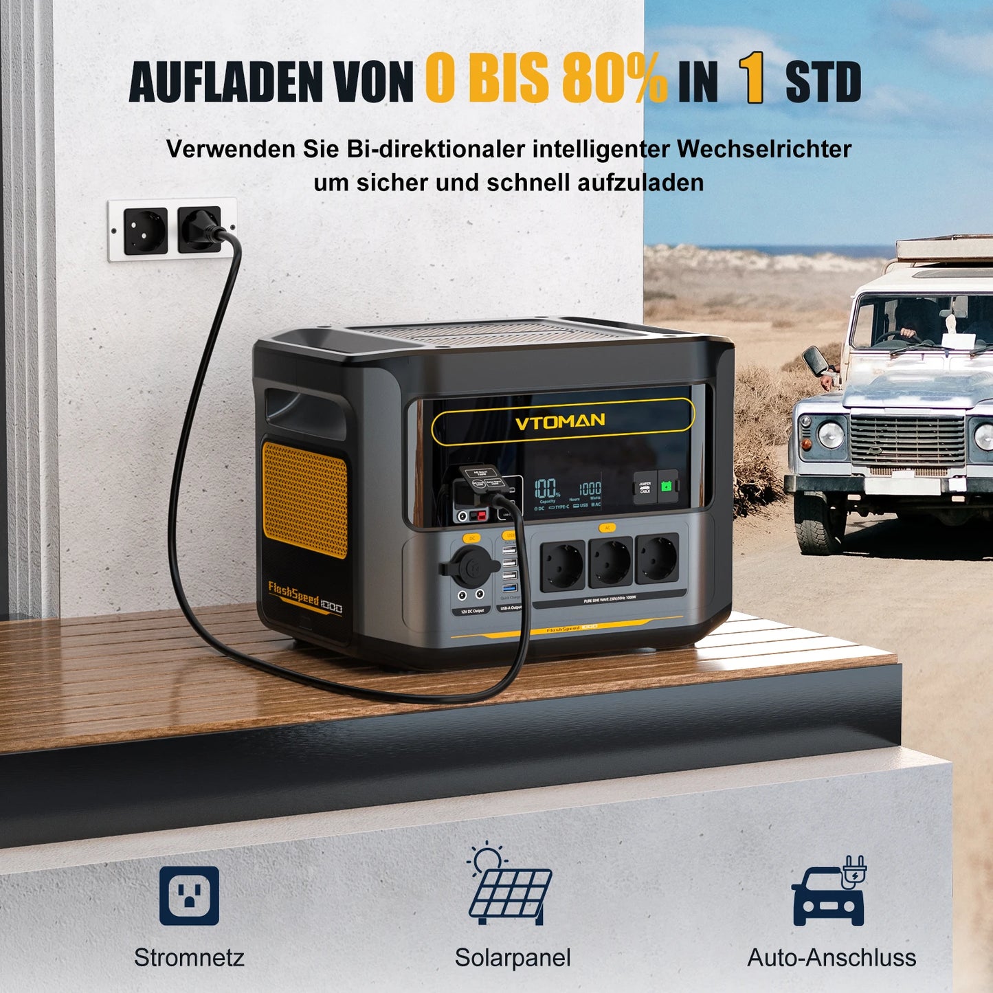 VTOMAN FlashSpeed 1000 Portable Power Station 2000W 828Wh LiFeP04 Battery For Outdoor Camping Tent Travel