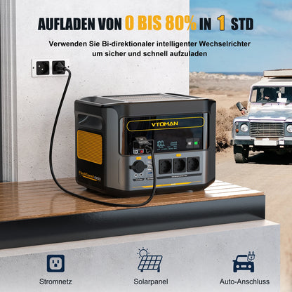 VTOMAN FlashSpeed 1000 Portable Power Station 2000W 828Wh LiFeP04 Battery For Outdoor Camping Tent Travel