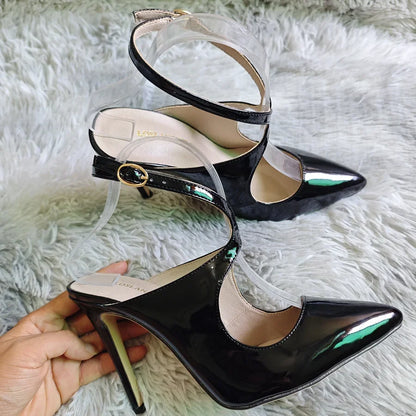 Women Sandals Hollow Jazz Dance Sexy Pumps 11cm Pointed Toe High Heels Ankle Strap Stilettos Nighclub Party Dress Wedding Shoes