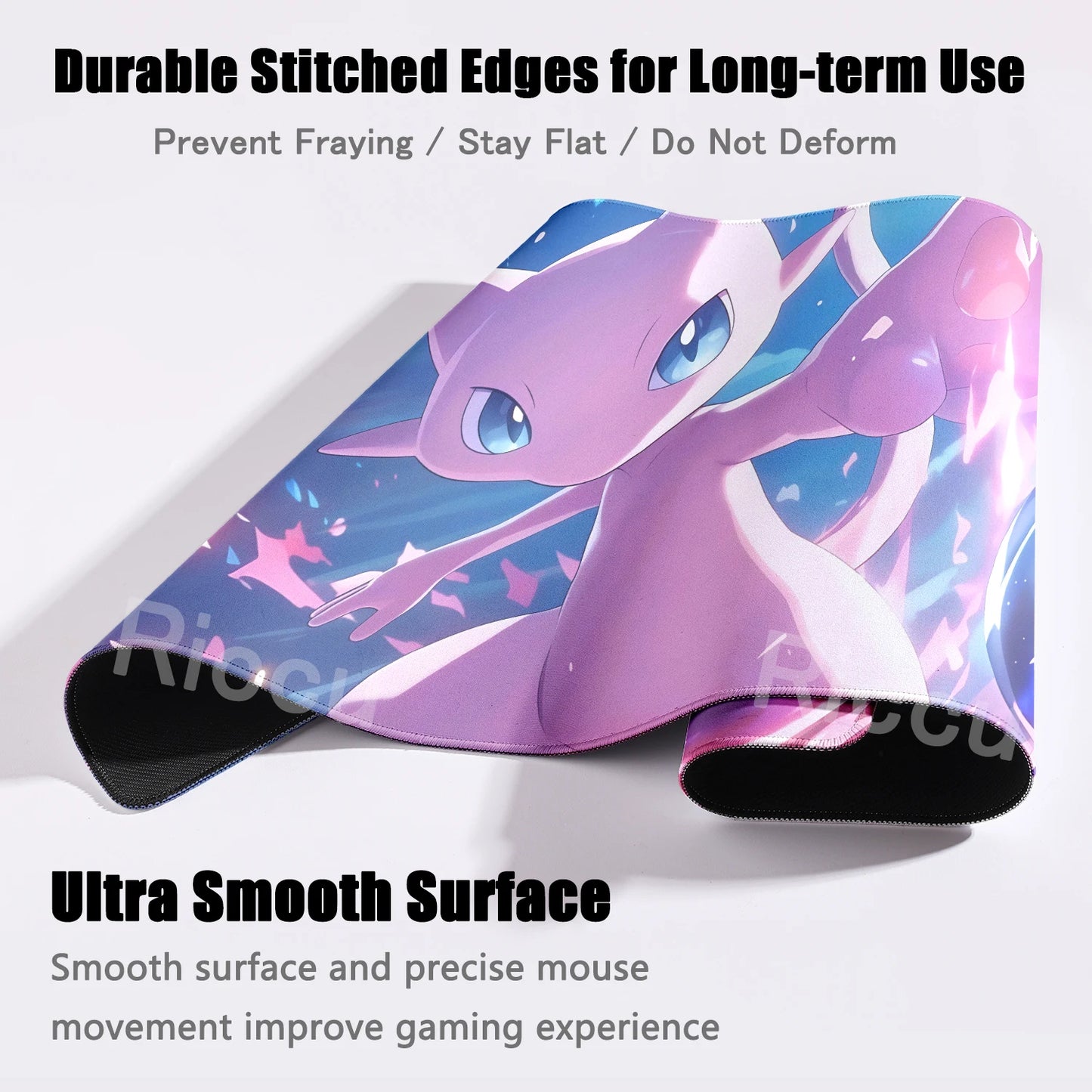 Kawaii P-Pokemon Mewtwo Purple Pattern Gaming Mouse Pads XXL Anti-Slip Rubber Keyboard Desk Mats PC Gamer Accessories Table Pads