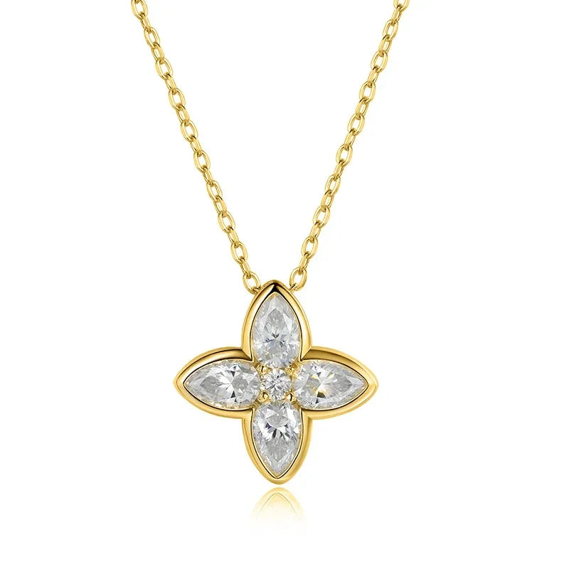 QIBAOKU Pear Cut 4*6mm Moissanite Necklace Pendant for Women Classic 5 Gems Jewelry S925 Sterling Silver Plated 18K Chain 2026