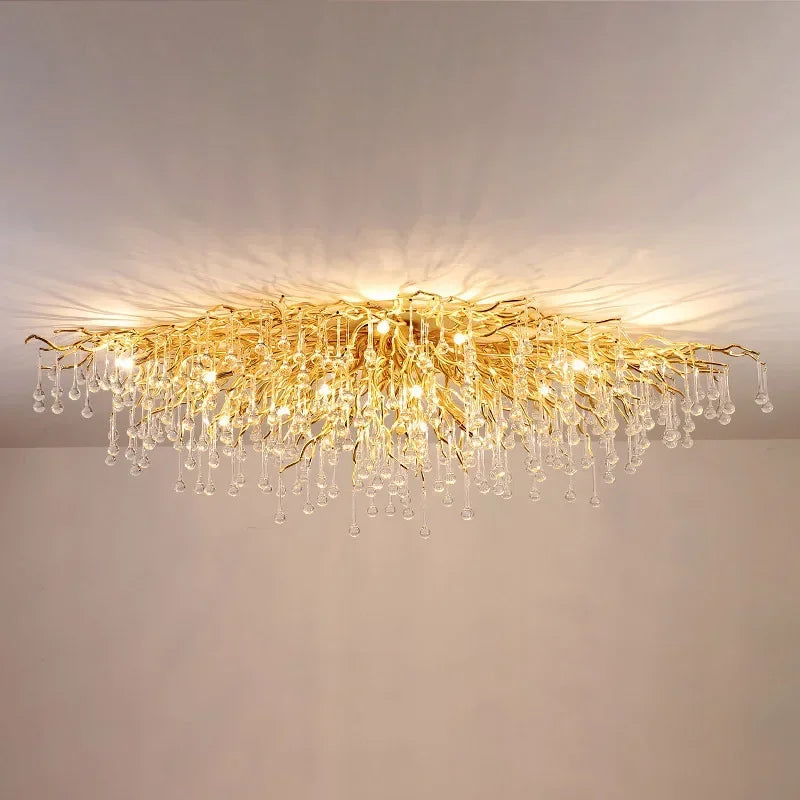 Rectangle Luxury Gold Crystal Chandelier For Dining Living Room Lobby Kitchen Table Modern Lurxy Gold Crystal Celling Chandelier