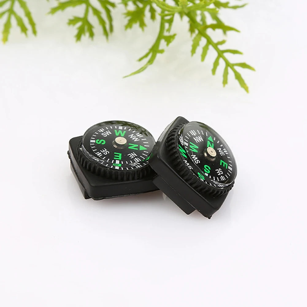 Portable Button Outdoor Survival Compass Navigation Tool 4PCS Leather Pouch Compass Orienteering Hiking Camping Navigator Tool