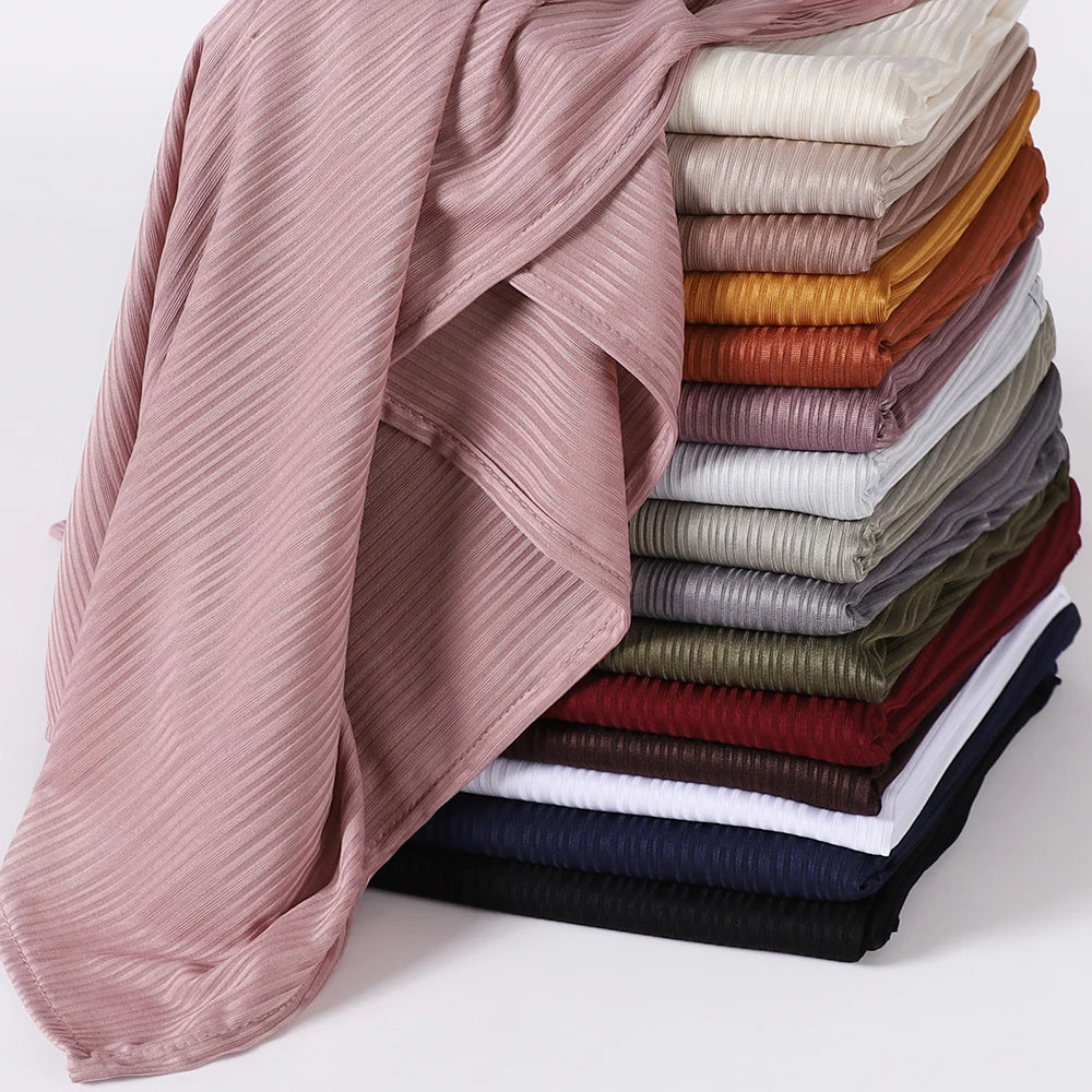 Ribbed Jersey Hijab Muslim Plain Scarf Crepe Hijab Scarf Soft Islamic Shawls Wraps Headband Voile Femme Musulman
