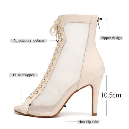 DKZSYIM Women Latin Dance Boots Ballroom Dancing Shoes Ladies Girls Jazz Tango Dance Shoes Customizable Heel 7cm-11cm