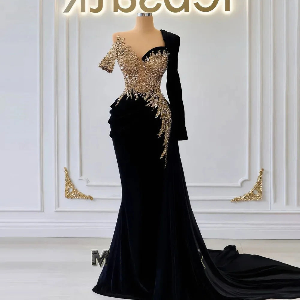 MORYHEER fashionable Lace Appliques Evening Dress O-neck Long Sleeves Mermaid Formal Occasion Gown Vestido De Noche Customized