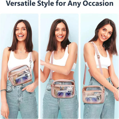 Transparent PVC Crossbody Bag Ladies Jelly Square Shoulder Messenger Bag Waterproof Cosmetic Bag Female Phone Purse for Travel