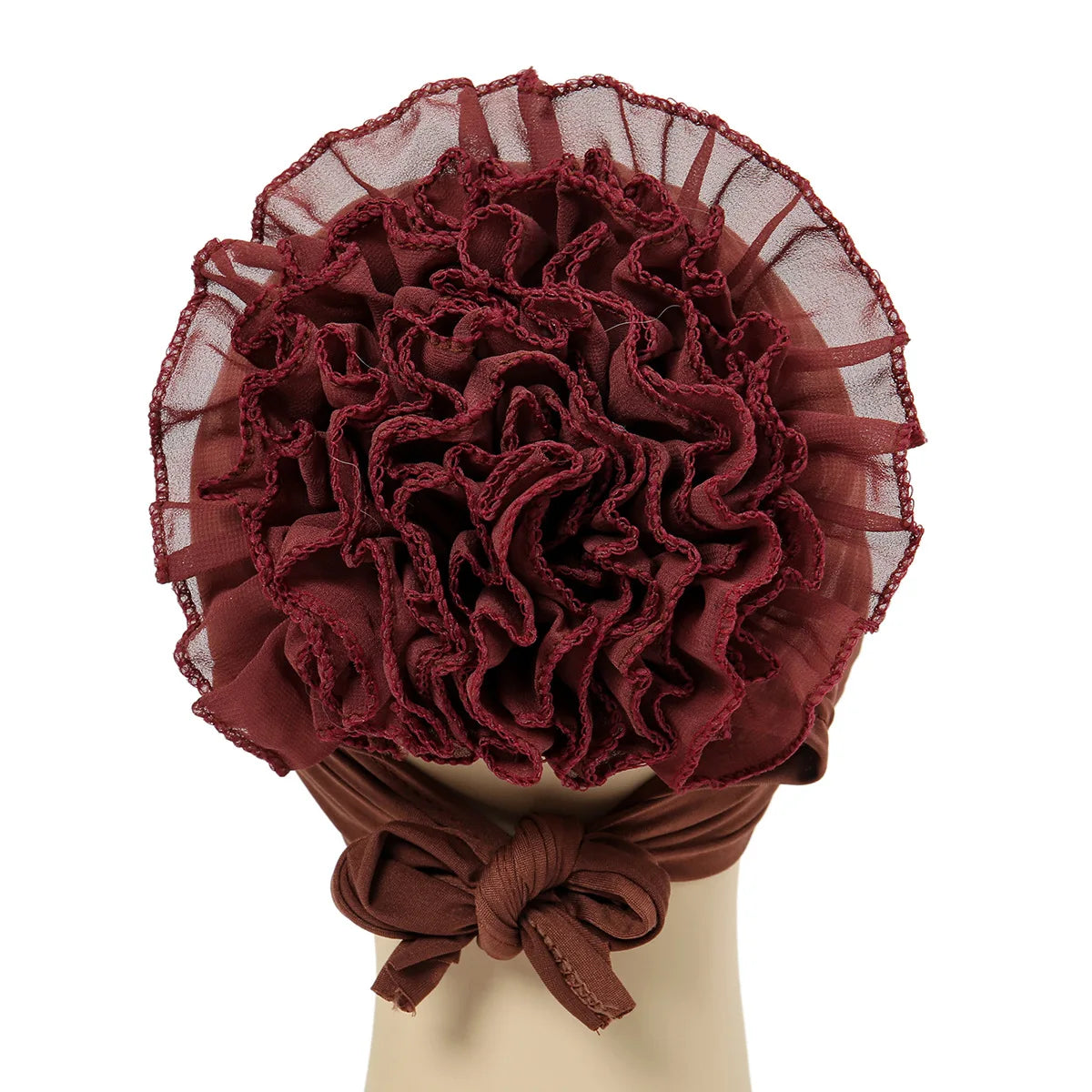 Fashionable Women's Hijabs Solid Color Hijab Turban Caps Chiffon Flower Decor Headwear Islamic Head Wrap Head Scarf Cap
