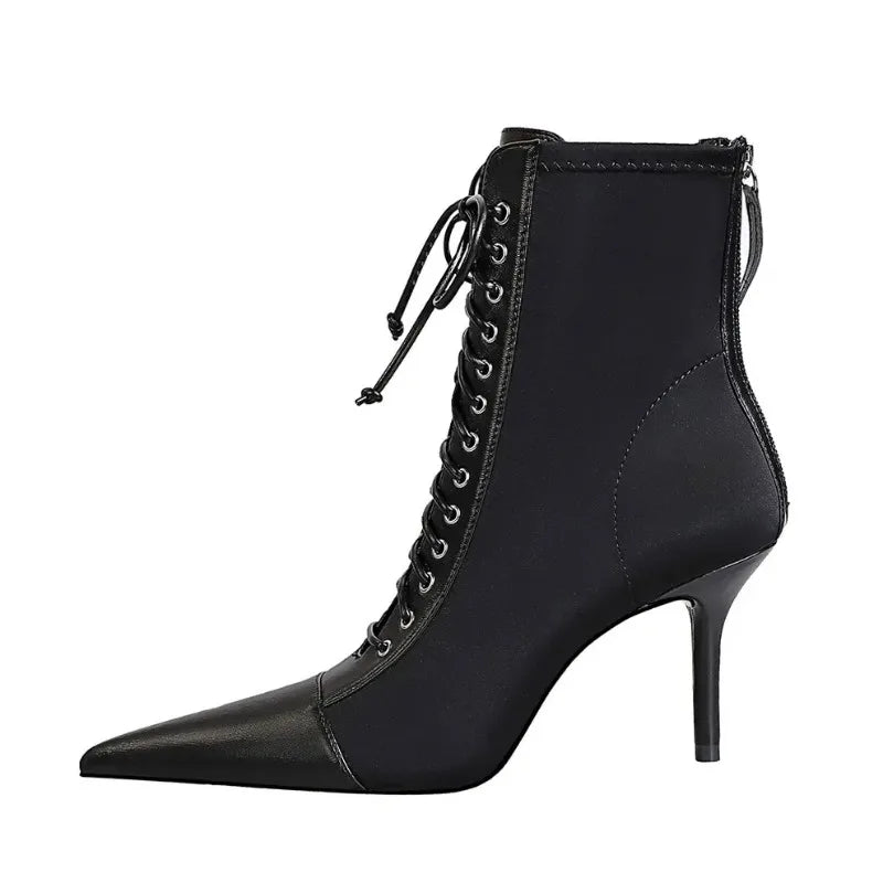 Women's Ankle Boots Sexy Pointed Tip High Heels for Woman Fashion Self Cultivation High Heeled Boots Designer Shoes Botas Mujer