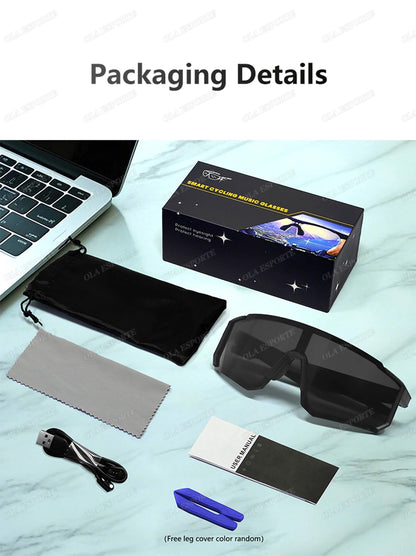 2026 New Smart Glasses Bluetooth Call Audio Music Player Glasses Smart Sunglasses UV Anti Glare Man Glasses for Outdoor Cycling
